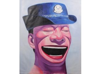 After Yue Minjun: Self Portrait Policeman Smiling Man