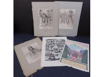 Assortment Of Antique Etchings And Engravings