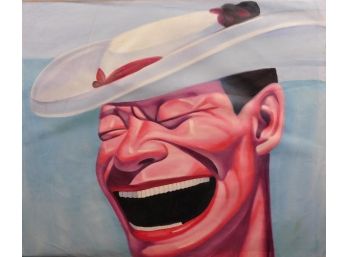 After Yue Minjun: Self Portrait Smiling Man In A Sunday Hat