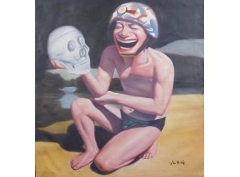 After Yue Minjun: Self Portrait Smiling Man