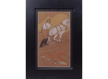 WPA Era Illustration: Man Ploughing