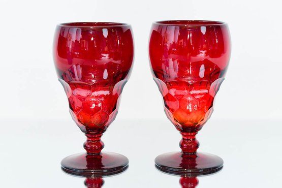 1930s Fenton Georgian Ruby Red Goblets (2)