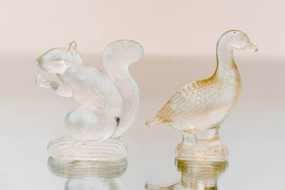 2.5' Glass Squirrel And Duck Figures