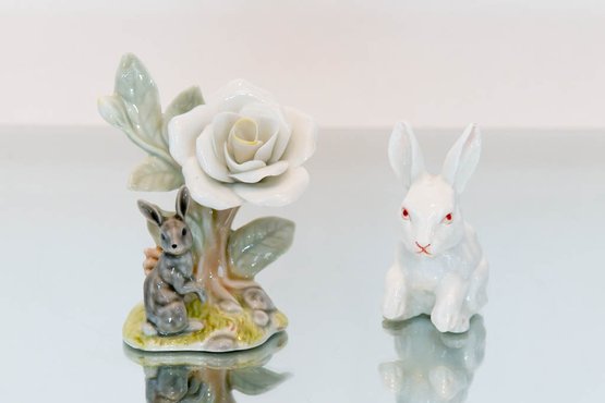 4' Kensington And Porcelain Bunny Figurines