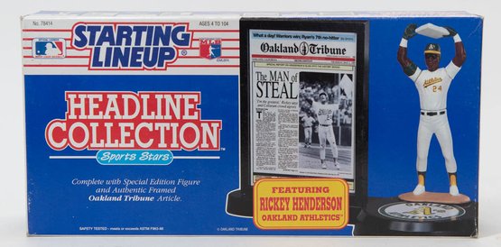 1992 Starting Lineup Ricky Henderson Oakland Tribune Article New In Box