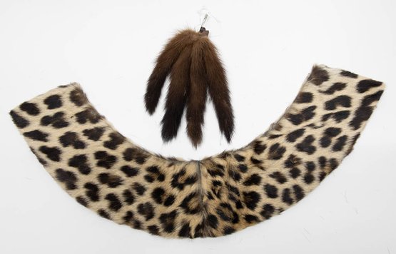 Leopard Fur Collar And Vintage Fur Tails
