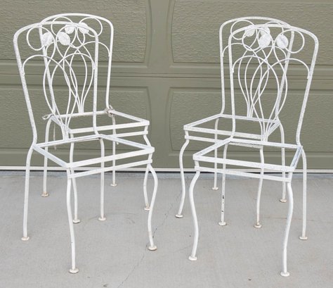 Set Of 4 Art Nouveau Style Heavy Metal Patio Chairs