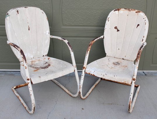 Art Deco Style Steel Clam Shell Back Bouncy Chairs