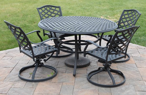 Heavy Metal GatherCraft 5 Piece Dining Set With Swivel Chairs And Cushions (see Photos)