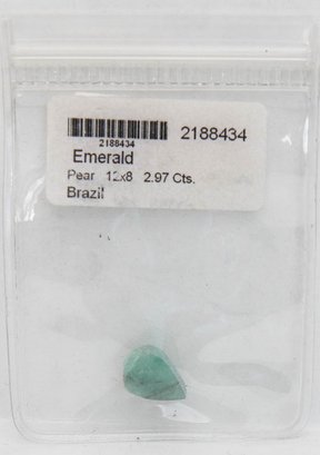 Emerald Pear 2.97 Cts. Loose Gemstone Brazil