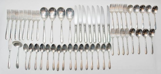 Heiress Pattern Oneida Sterling Service For 8 Plus Additional Pieces Flatware In Naken's Tarnish Proof Chest