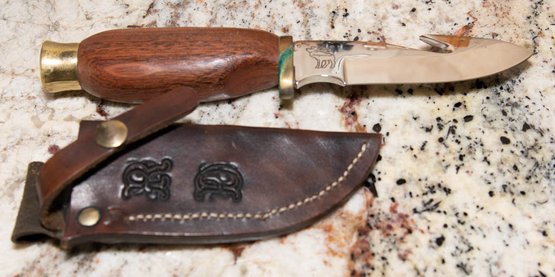 Custom Jaegersrun Hunting Knife With Leather Sheath