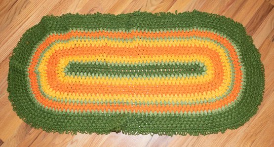 Crochet Rug Orange, Green And Yellow
