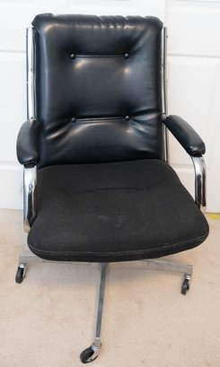 Black Office Chair Vinyl Back And Fabric Seat