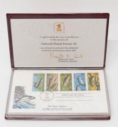1986 United States Postal Service Philatec Memento Americas Native Fish