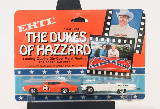 1981 ERTL The Dukes Of Hazzard General Lee And Boss Hog Die Cast 1/64 Scale