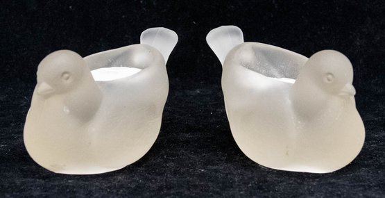 Italian Frosted Glass Doves Tealight Holders