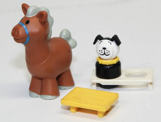Fisher-Price Little People Lucky The Dog And 1990 Farm Horse