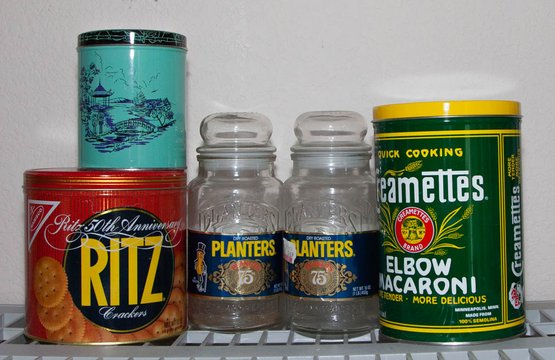 Vintage Dry Foods Tins And Jars