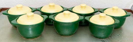 Bake Oven Ceramic Green & Yellow Individual Crocks