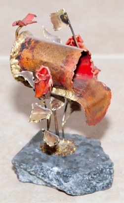 1970s Brutalist Copper Metal Mailbox Sculpture Art