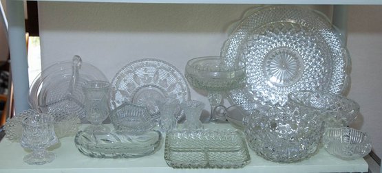 Lot Of Glass And Crystal Entertaining Plates, Bowls And Serving Dishes