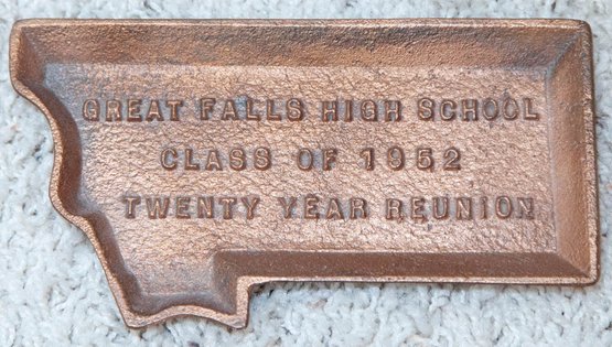 Great Falls High School Class Of 1952 25 Year Reunion Montana Shaped Metal Trinket Dish