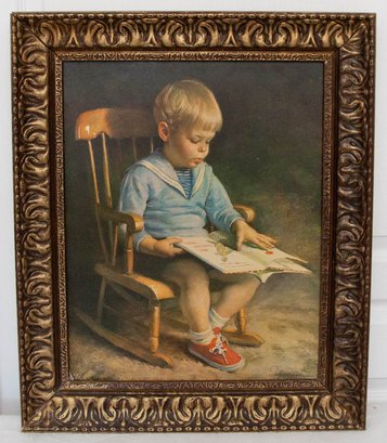 1970s James Ingwersen Print Of A Portrait Of A Boy Reading