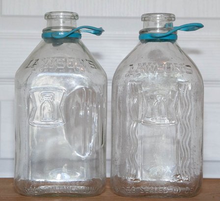 Vintage Lawson's Dairy Two Quart Glass Milk Jugs