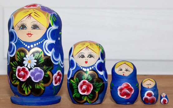 Hand Painted 5 Piece Matryoshka Nesting Dolls