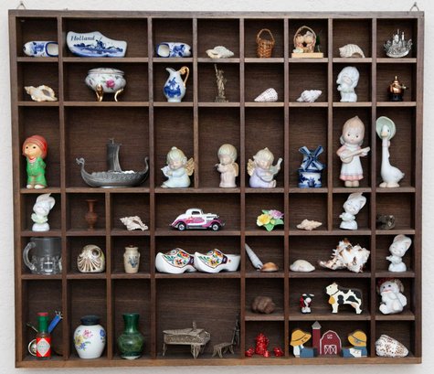 Wooden Knick Knack Shelf Full Of Miniatures