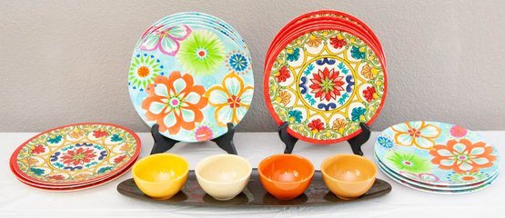 Spring Melamine Plates And Condiment Tray