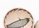 3' Polychrome Native Hand Painted Pottery Small Cup Dishes Fish Design