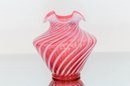 1954-1958 Fenton Cranberry Spiral Optic 5.5' Ruffled Edge Vase