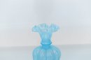 6' Fenton Light Blue Ruffled Melon Vase