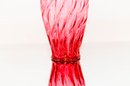 11' Fenton Country Cranberry Spiral Ruffled Top Vase #1