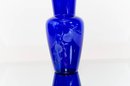 10.75' Fenton Cobalt Sand Carved Flower Vase Signed