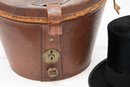 1890s Gentleman's Leather Bound Top Hat Steamer Box And Beaver Fur Henry Heath London Top Hat