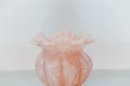 5' Fenton Pink Overlay Ruffled Melon Vase