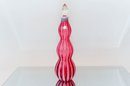 1953 Fenton New World Rib Optic Cranberry Wine Bottle With Stopper 12'/14'with Stopper