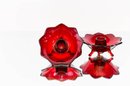 2' Fenton Ruby Amberina 3-foot Candle Holders