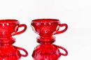 2.5' Fenton Ruby Red Amberina Diamond Optic Cups