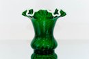 6.5' Fenton Snowcrest Emerald Spiral Ruffled Vase