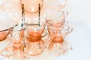 Fostoria Amber Handled Platter, Bowl And Tea Cups