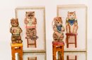 4' Ceramic Cats On Wood Chair Ornaments In Original Boxes (3)