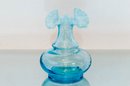 6' Fenton Aqua Clear Blue Opalescent Ruffled Top Vase