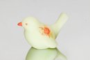 Fenton Yellow Custard Hand Painted And Signed Song Bird With Pink Roses
