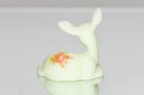 Fenton Yellow Custard Hand Painted And Signed Fawn With Pink Roses