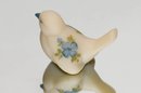 Fenton Cameo Satin Hand Painted And Signed Song Bird With Blue Flowers