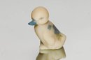 Fenton Cameo Stain Hand Painted And Signed Duckling With Blue Flowers